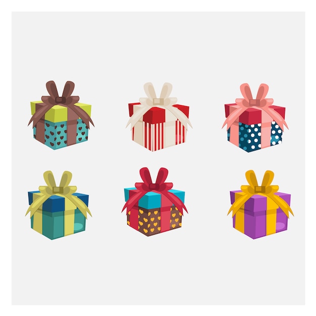 Set di scatole regalo varietà. confezione regalo colorata.