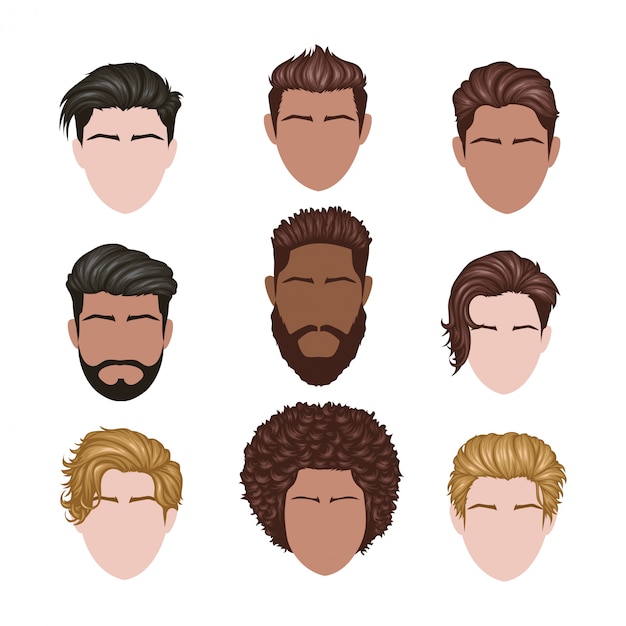 Set of variety man hairstyles