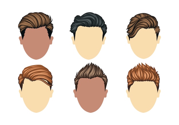 Set of variety man hairstyles