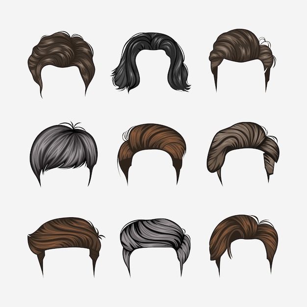 Premium Vector | Set of variety man hairstyles
