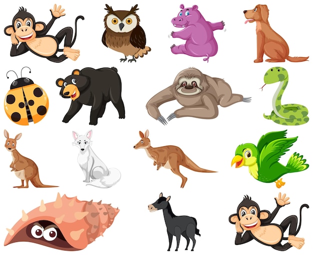 Set of various animals cartoon