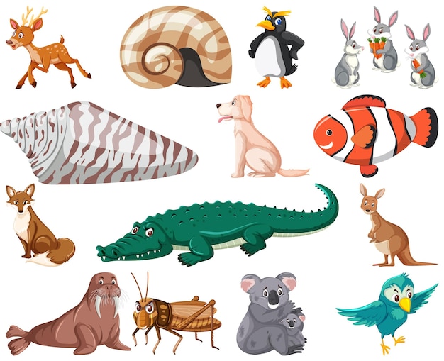 Set of various animals cartoon