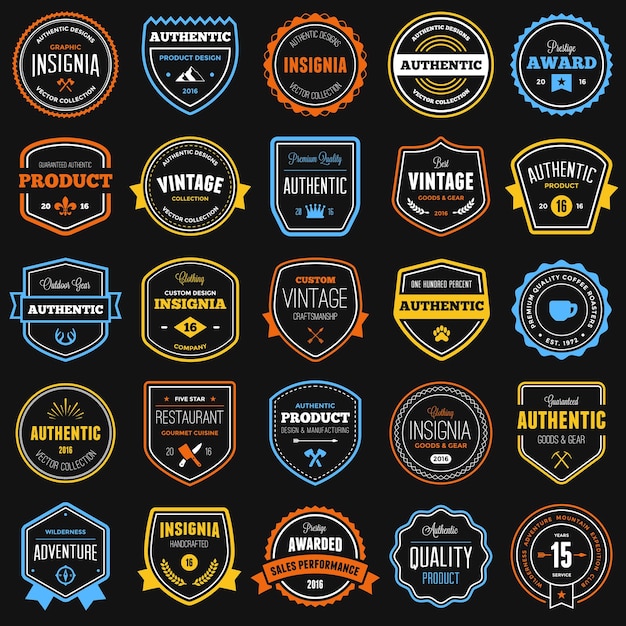 Vector set of various badges and labels with text