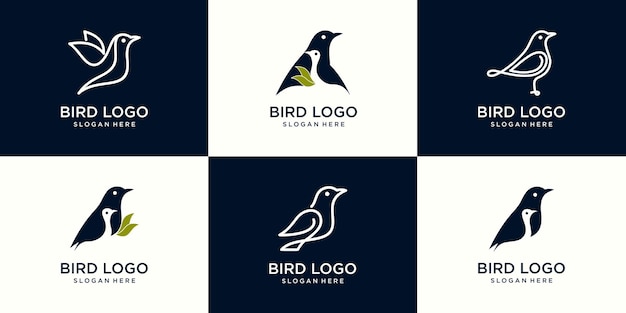 Set of various bird symbols and logo design elements