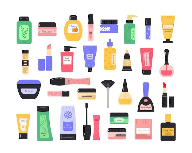 Set of various cosmetic products