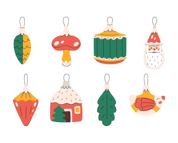 Set of various cute christmas ornaments