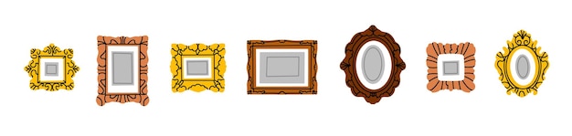 Vettore insieme di varie cornici decorative o bordi forme diverse cornici per foto o specchio vintage