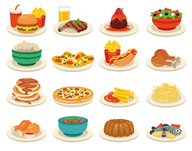 Set of various delicious foods