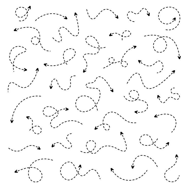 Vector set of various dotted arrow designs perfect for navigation and direction symbols