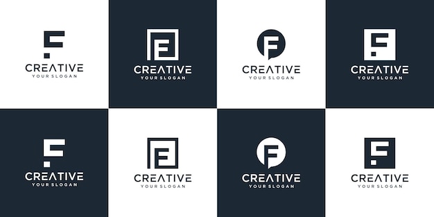 Set of various F logo template