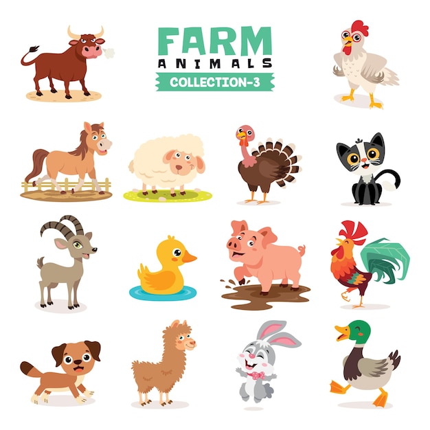 Set Of Various Farm Animals