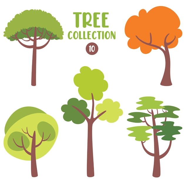 Premium Vector  Forest tree stickers nature abstract set collection  concept graphic element vector