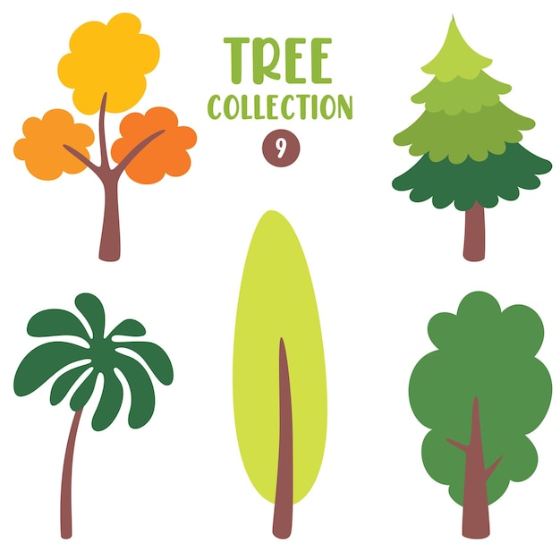 Vector set of various flat trees