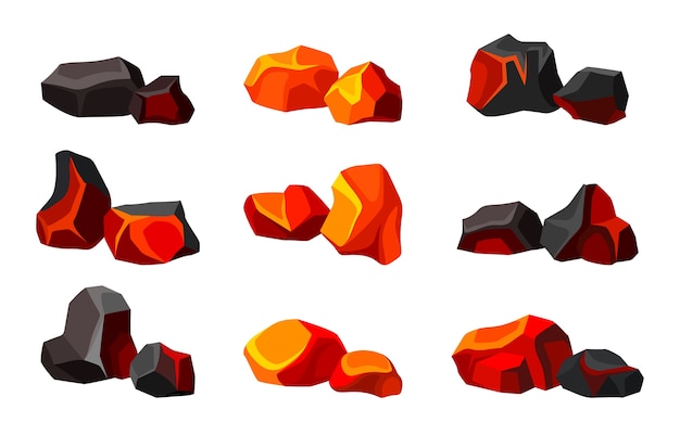 Vector set of various hot and cold coals