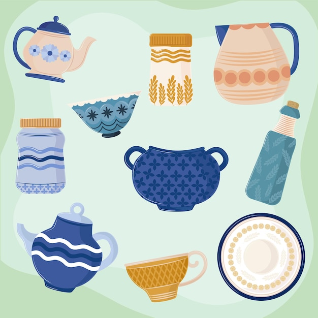 Vector set various kitchenware