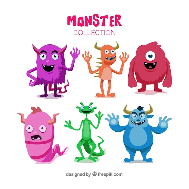Set of various monster characters