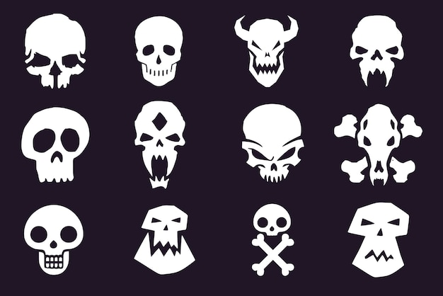 Vector a set of various monster skulls skulls for prints