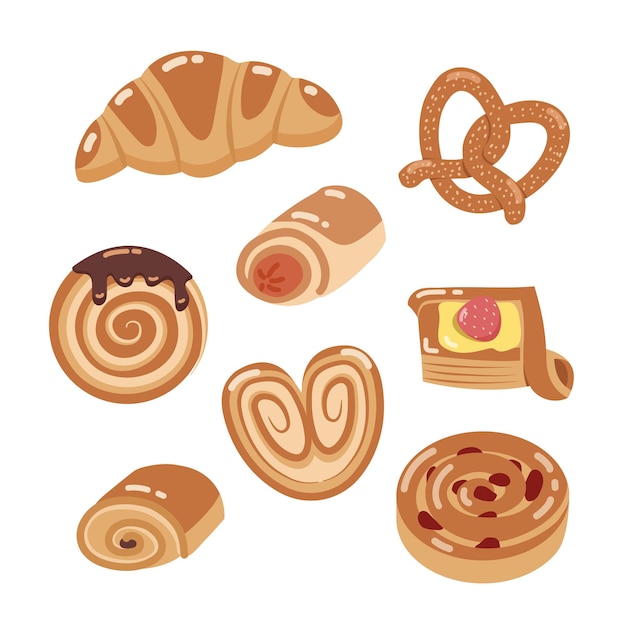 Vector set of various pastry