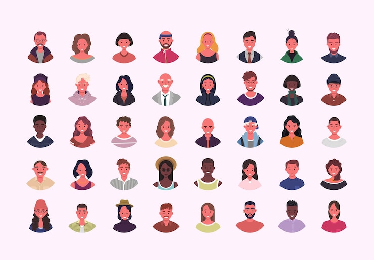 Vector set of various people avatars illustration multiethnic user portraits different human face