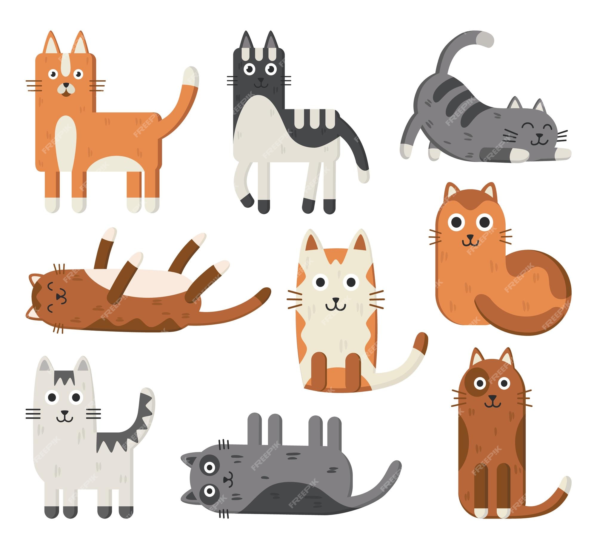 Geometric Cat Icons Set Vector Download