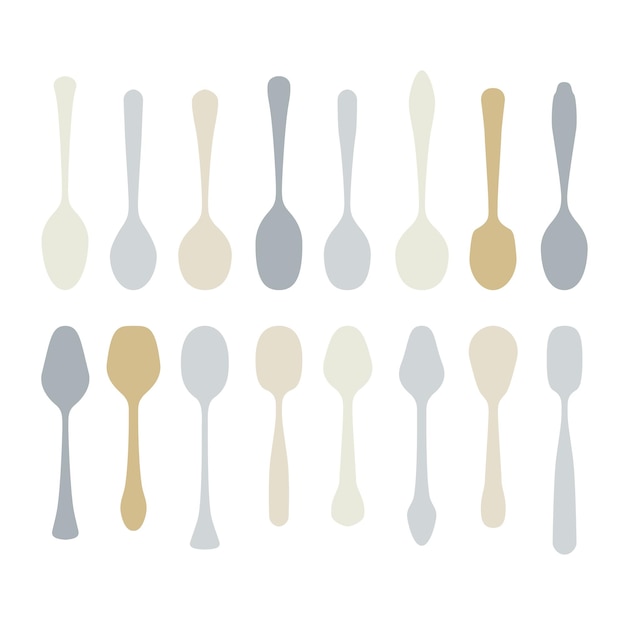 Set of various spoons vector illustration