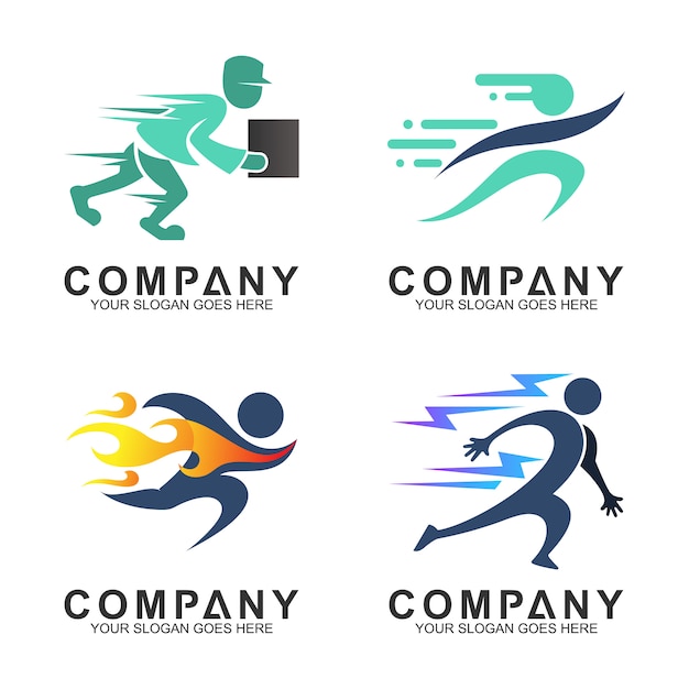 Set of various sports and delivery service logo