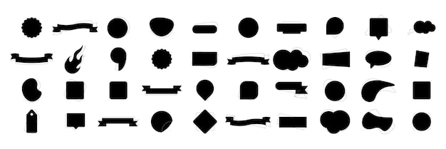 販売およびビジネスプロモーションのためのさまざまなステッカーのセット黒ラベルベクトル