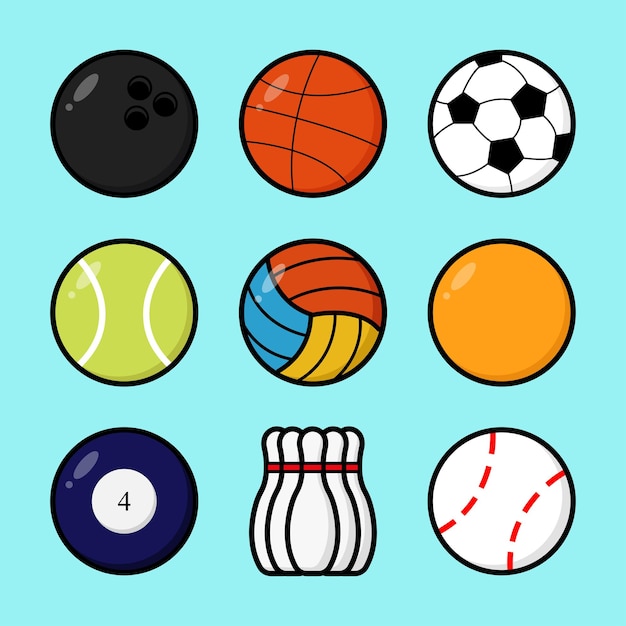 Set of Various Types of Sports Balls