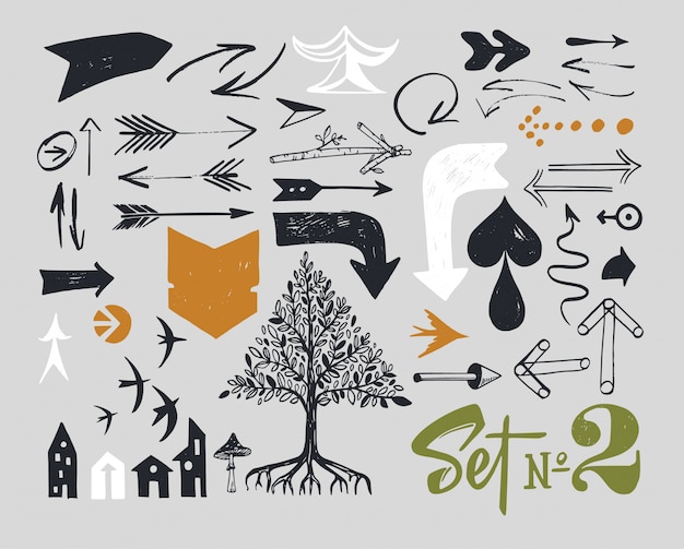 Vector set of various typographic arrows