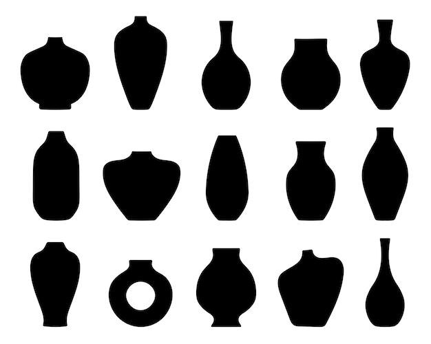 set of vases vase silhouettes collection various black abstract vases