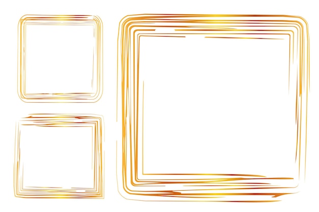 Set Vector 3 Hand Draw Sketch Square Frame van meerdere gouden mark