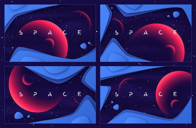 Vector set of vector abstract backgrounds on the theme of outer space