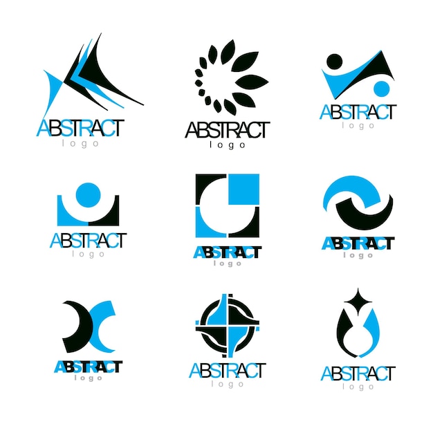 Set di forme geometriche colorate astratte di vettore. loghi o simboli astratti di identità aziendale.