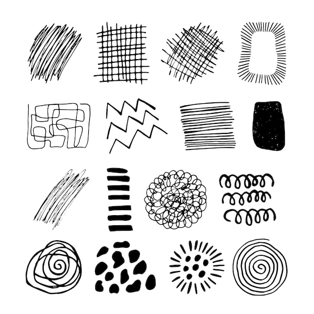 Vector set of vector abstract doodle shapes for modern design