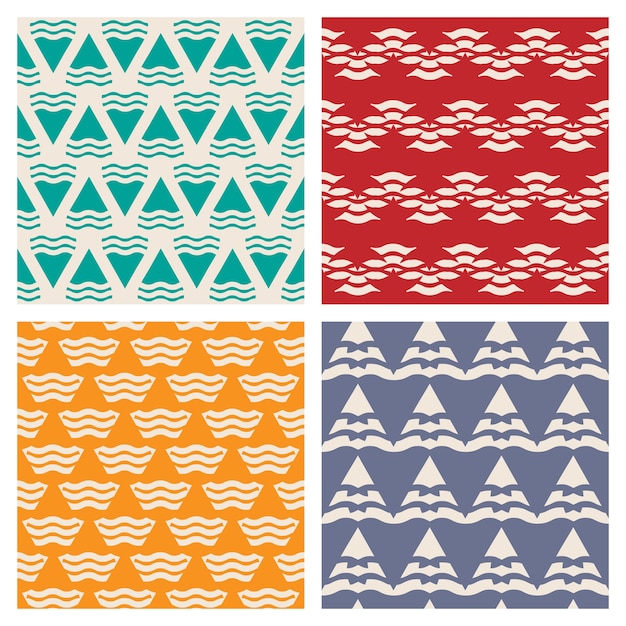 Set of vector abstract geometric seamless patterns