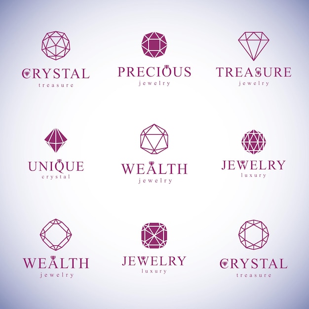 Vector set of vector abstract geometric shapes best for use as luxury logo. brilliant jewelry sign.