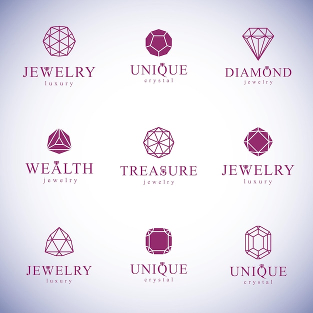 set of vector abstract geometric shapes best for use as luxury logo. brilliant jewelry sign.