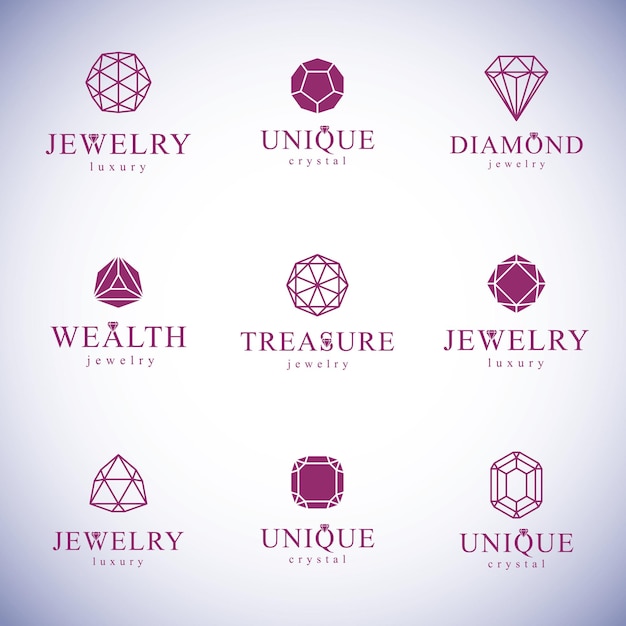 Vector set of vector abstract geometric shapes best for use as luxury logo. brilliant jewelry sign.