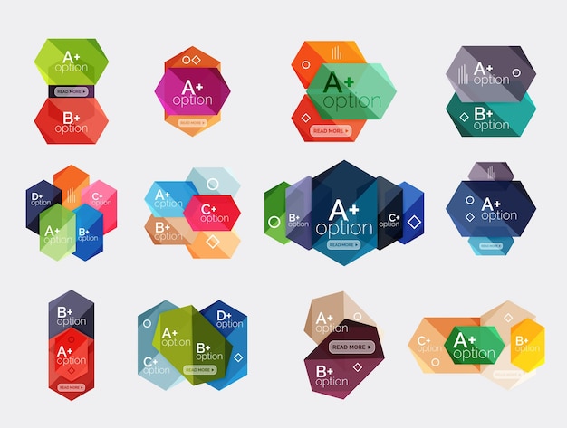 Set di caselle di contenuto infografico astratto vettoriale modelli colorati di business moderno