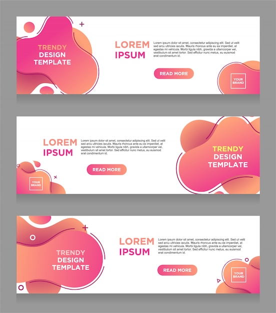 Set vector abstract liquid color design banner web template