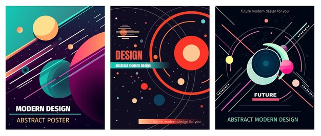 Vector set of vector abstract modern design illustrations