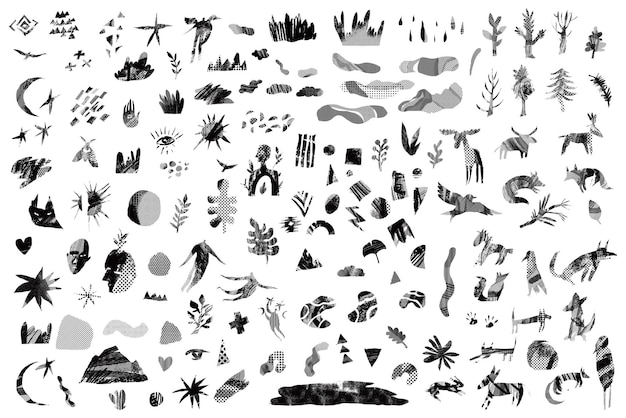 A set of vector abstract and natural elements.