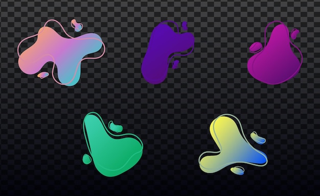 Set of vector abstract shapes featuring fluidshaped gradients