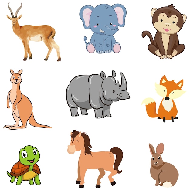 Vector set of vector animals for decoration