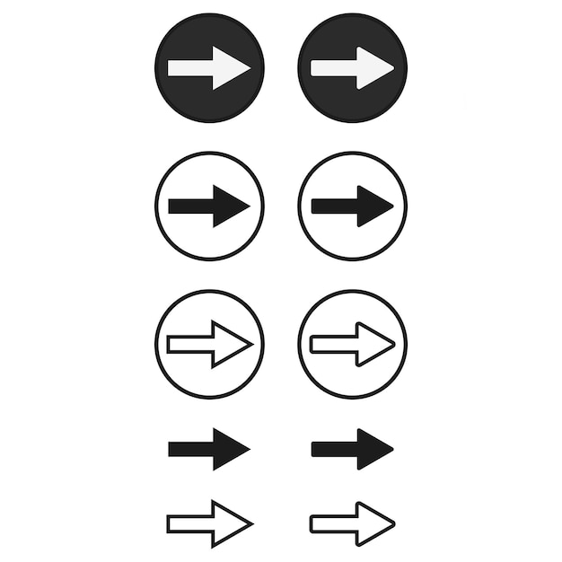 Set vector arrows icon isolated on white background