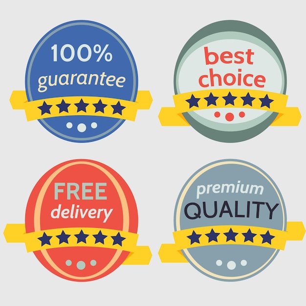 Set of vector badges with ribbons. ready for your text or design. isolated vector illustration.