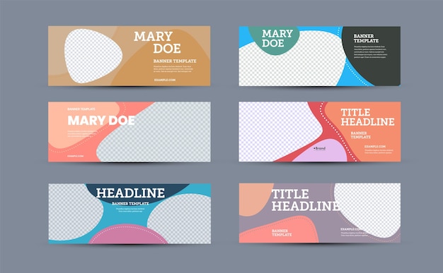 Vector set of vector banners template with abstract color pattern