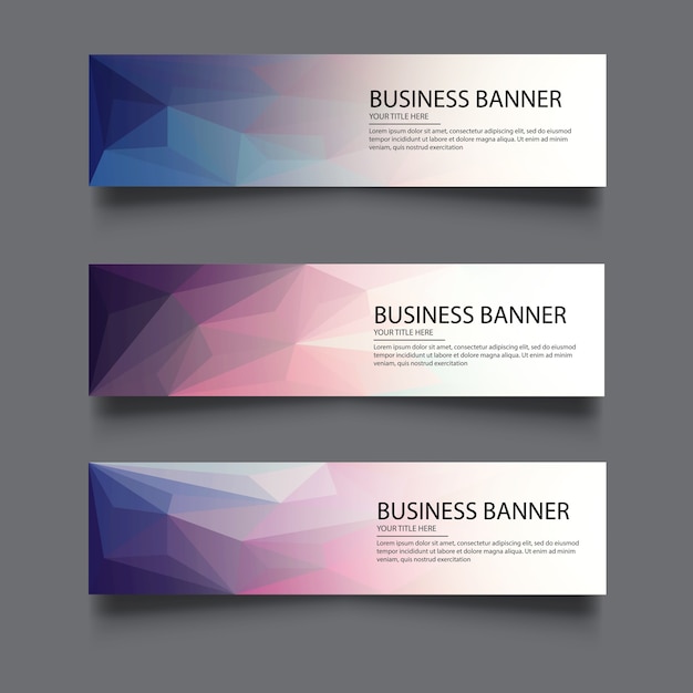 A set of vector banners with polygonal background