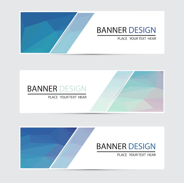 Vector a set of vector banners with polygonal background