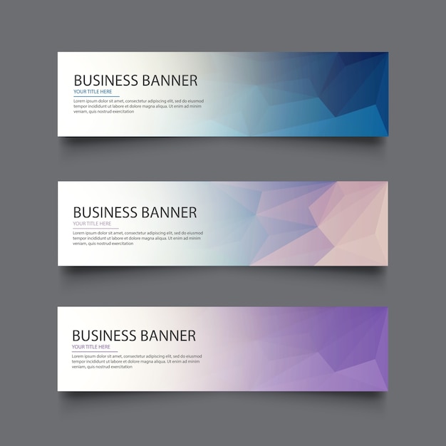 Vector a set of vector banners with polygonal background